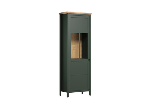 Vitriinkapp STANTON roheline / tamm, 69x39xH198 cm