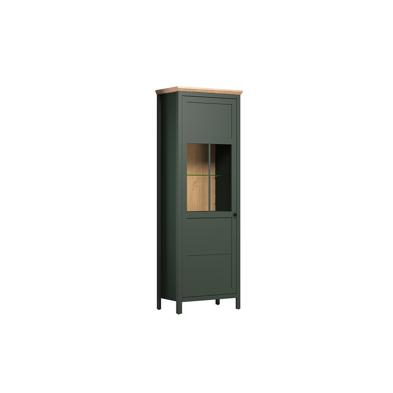 Vitriinkapp STANTON roheline / tamm, 69x39xH198 cm