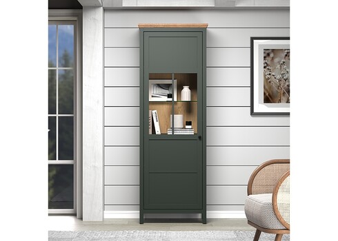 Vitriinkapp STANTON roheline / tamm, 69x39xH198 cm