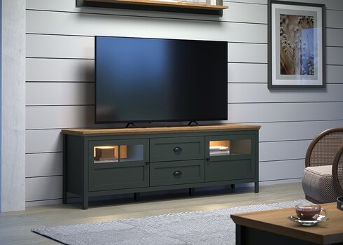 Tv-alus STANTON roheline / tamm, 184x45xH64 cm