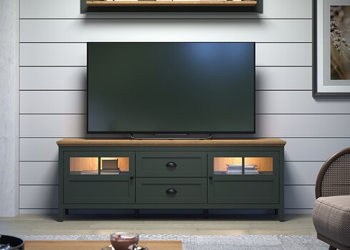 Tv-alus STANTON roheline / tamm, 184x45xH64 cm