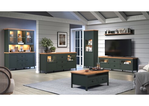 Tv-alus STANTON roheline / tamm, 184x45xH64 cm