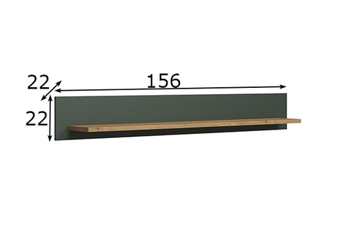 Seinariiul STANTON roheline / tamm, 156x22xH22 cm