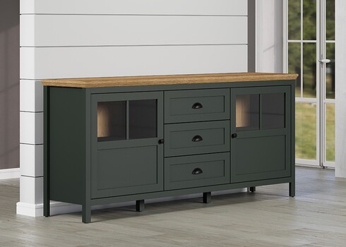 Kummut STANTON roheline / tamm, 184x45xH86 cm