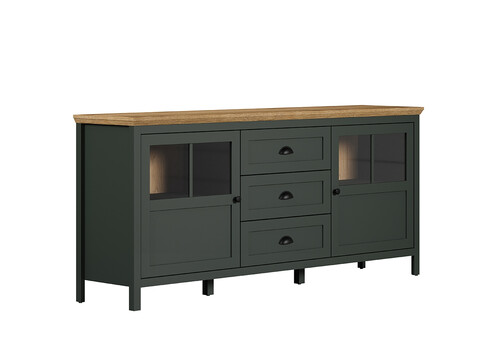 Kummut STANTON roheline / tamm, 184x45xH86 cm