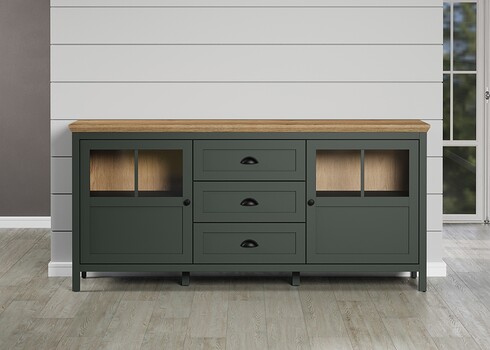 Kummut STANTON roheline / tamm, 184x45xH86 cm