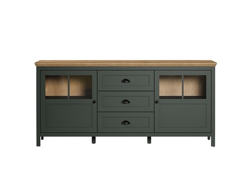 Kummut STANTON roheline / tamm, 184x45xH86 cm