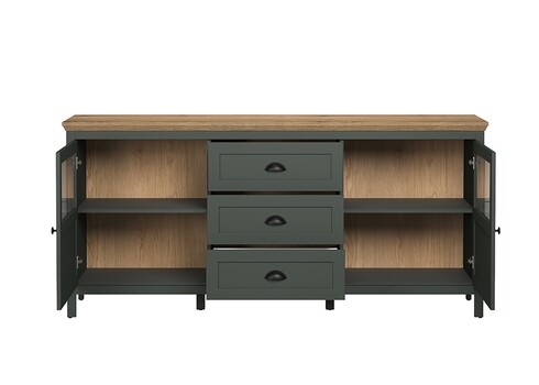 Kummut STANTON roheline / tamm, 184x45xH86 cm