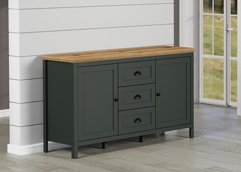 Kummut STANTON roheline / tamm, 146x45xH86 cm