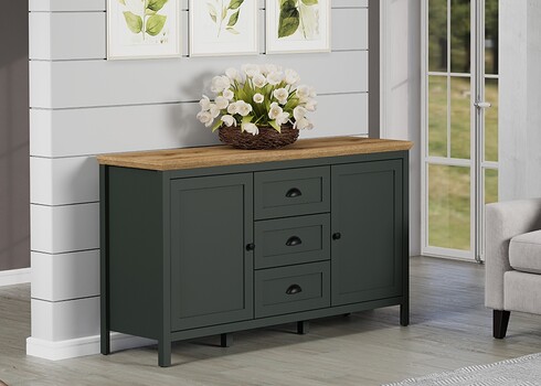 Kummut STANTON roheline / tamm, 146x45xH86 cm