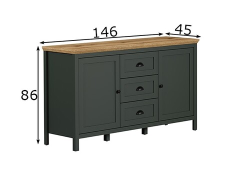 Kummut STANTON roheline / tamm, 146x45xH86 cm