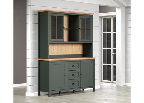 Vitriinkapp STANTON roheline / tamm, 146x45xH198 cm