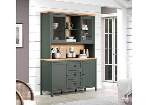 Vitriinkapp STANTON roheline / tamm, 146x45xH198 cm