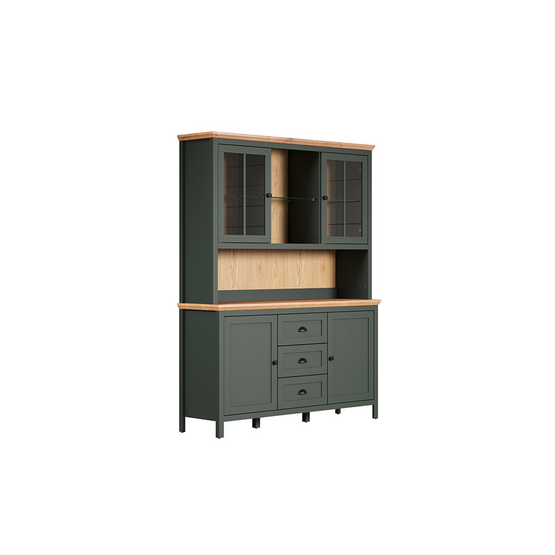 Vitriinkapp STANTON roheline / tamm, 146x45xH198 cm