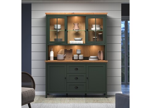 Vitriinkapp STANTON roheline / tamm, 146x45xH198 cm