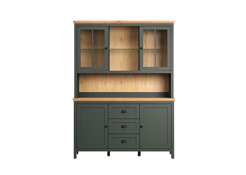 Vitriinkapp STANTON roheline / tamm, 146x45xH198 cm