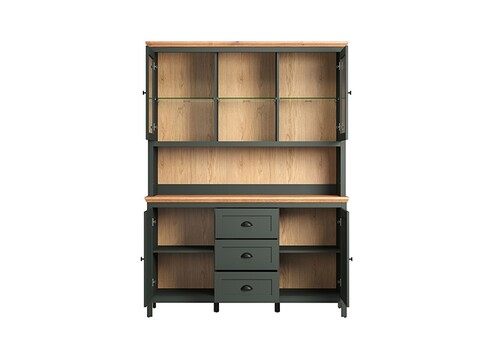 Vitriinkapp STANTON roheline / tamm, 146x45xH198 cm