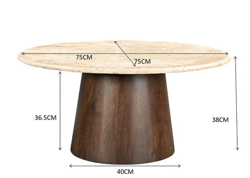 Diivanilaud VALENTINO beež / tumepruun, 75x75xH38 cm