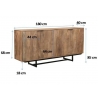Kummut VALDEZ naturaalne puit / must, 180x40xH85 cm