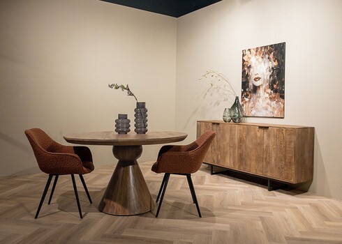 Kummut VALDEZ naturaalne puit / must, 180x40xH85 cm