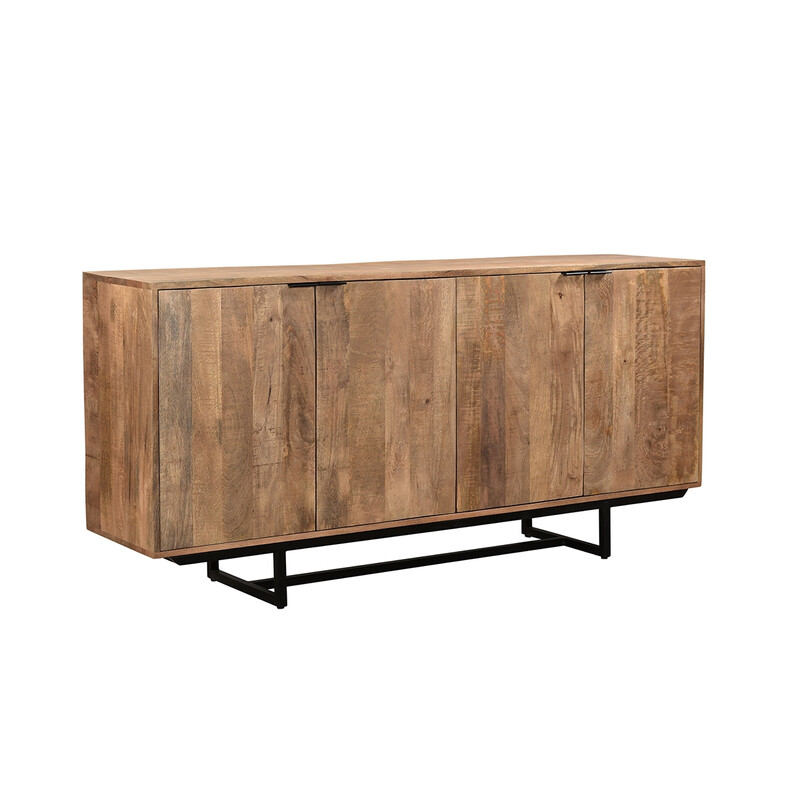 Kummut VALDEZ naturaalne puit / must, 180x40xH85 cm