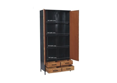 Kapp BROOKLYN naturaalne puit / must, 100x43xH150 cm