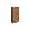 Kapp BROOKLYN naturaalne puit / must, 100x43xH150 cm