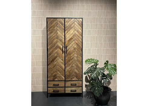 Kapp BROOKLYN naturaalne puit / must, 100x43xH150 cm