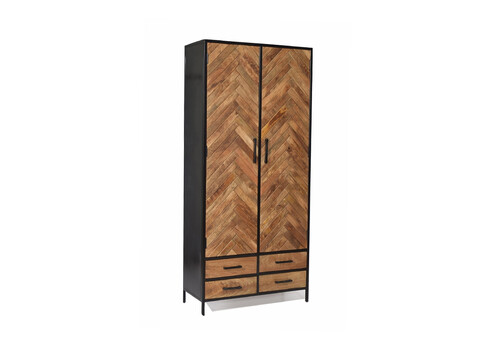 Kapp BROOKLYN naturaalne puit / must, 100x43xH150 cm