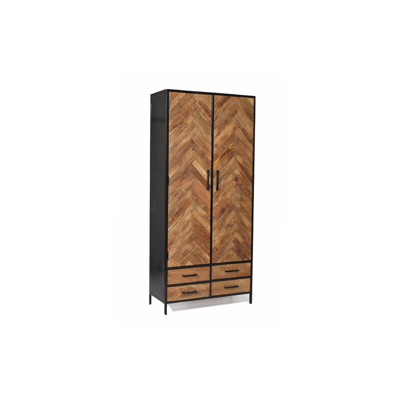 Kapp BROOKLYN naturaalne puit / must, 100x43xH150 cm