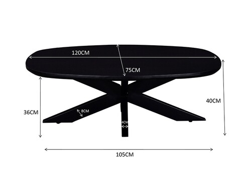 Diivanilaud JESPER must, 120x75xH40 cm