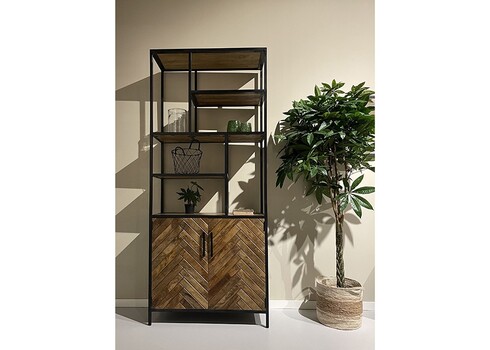 Kapp-riiul BROOKLYN naturaalne puit / must, 90x40xH210 cm