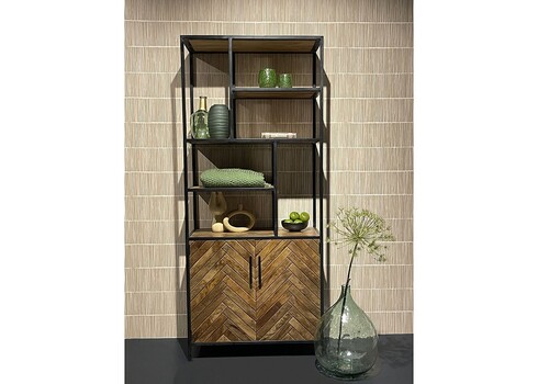 Kapp-riiul BROOKLYN naturaalne puit / must, 90x40xH210 cm