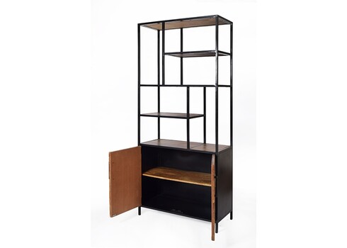 Kapp-riiul BROOKLYN naturaalne puit / must, 90x40xH210 cm