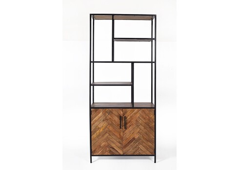 Kapp-riiul BROOKLYN naturaalne puit / must, 90x40xH210 cm