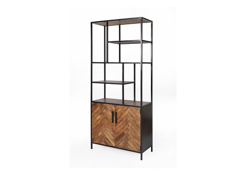Kapp-riiul BROOKLYN naturaalne puit / must, 90x40xH210 cm