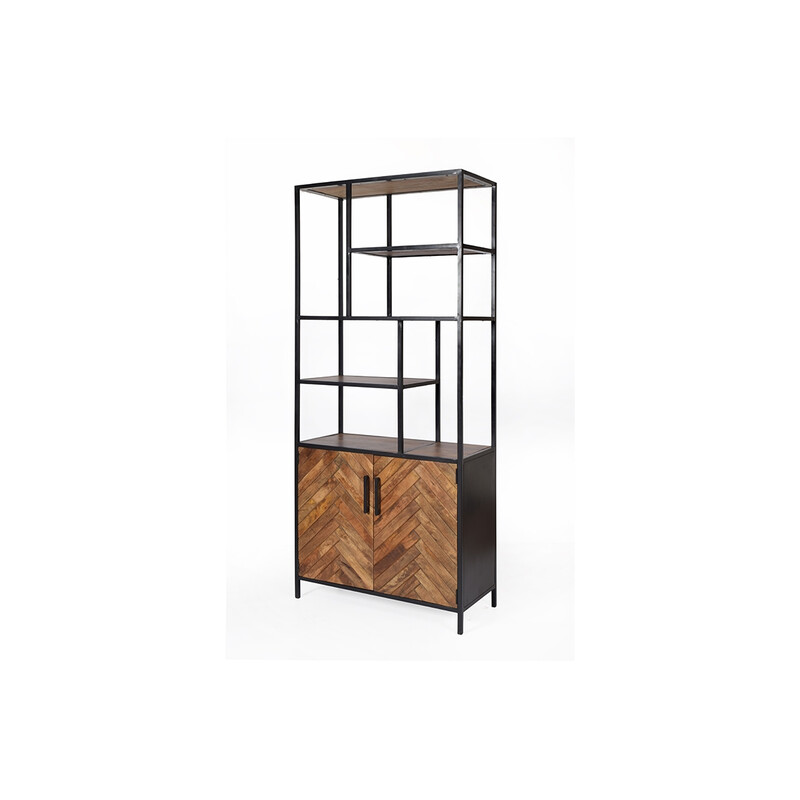 Kapp-riiul BROOKLYN naturaalne puit / must, 90x40xH210 cm
