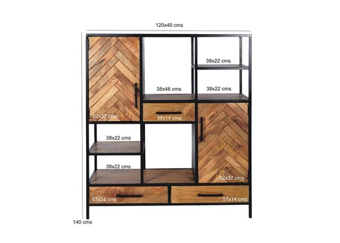 Kapp-riiul BROOKLYN naturaalne puit / must, 120x40xH140 cm