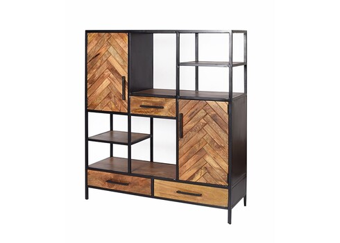 Kapp-riiul BROOKLYN naturaalne puit / must, 120x40xH140 cm