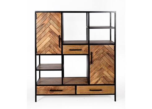 Kapp-riiul BROOKLYN naturaalne puit / must, 120x40xH140 cm