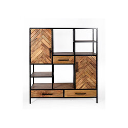 Kapp-riiul BROOKLYN naturaalne puit / must, 120x40xH140 cm