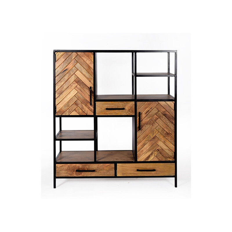 Kapp-riiul BROOKLYN naturaalne puit / must, 120x40xH140 cm