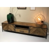 Tv-alus BROOKLYN naturaalne puit / must, 200x40xH45 cm