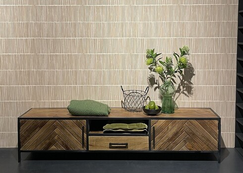Tv-alus BROOKLYN naturaalne puit / must, 200x40xH45 cm