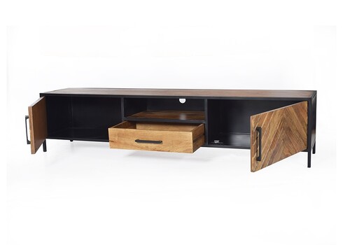 Tv-alus BROOKLYN naturaalne puit / must, 200x40xH45 cm