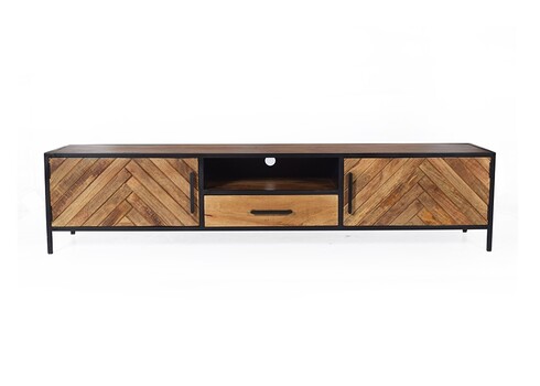 Tv-alus BROOKLYN naturaalne puit / must, 200x40xH45 cm
