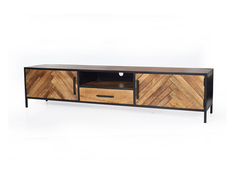 Tv-alus BROOKLYN naturaalne puit / must, 200x40xH45 cm