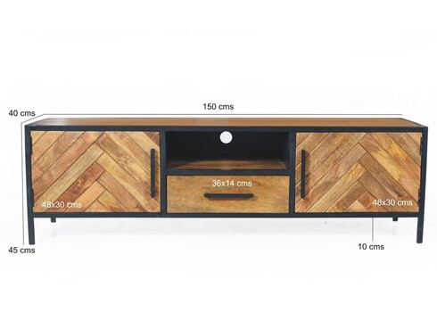 Tv-alus BROOKLYN naturaalne puit / must, 150x40xH45 cm