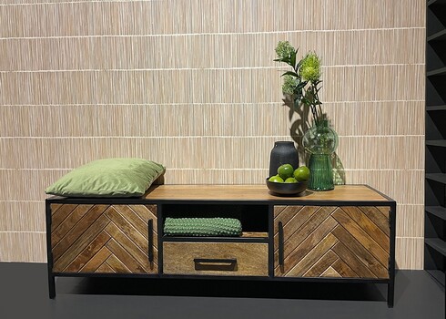 Tv-alus BROOKLYN naturaalne puit / must, 150x40xH45 cm