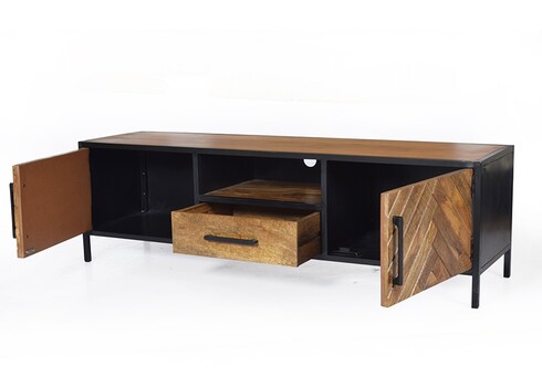 Tv-alus BROOKLYN naturaalne puit / must, 150x40xH45 cm